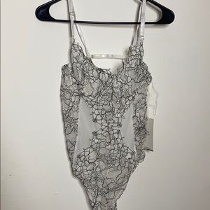 White/black lace teddy
